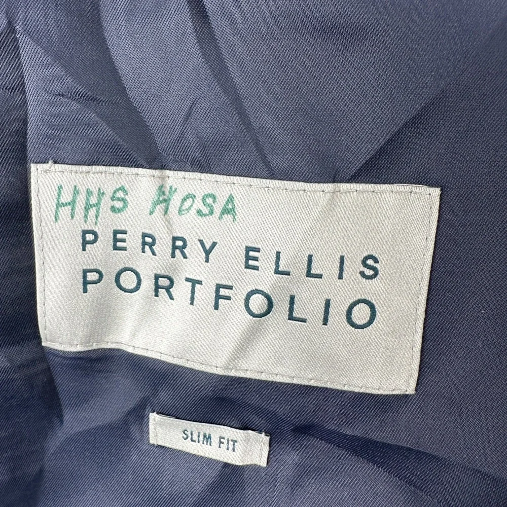 NEW Perry Ellis Suit Jacket Men's 42R Blue Portfolio Slim Fit‎ Stretch MSRP $260
